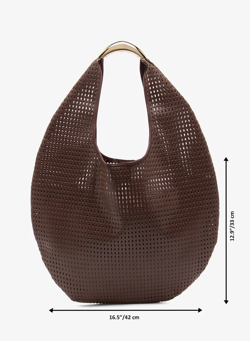 GLAMOROUS  Woven Shoulder Bag with Gold Hardware for Women | Best Price UAE